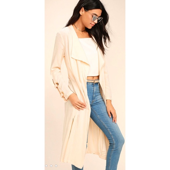 Lulus Pale Peach Trench - Picture 3 of 8